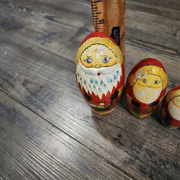 Vintage Santa wooden Nesting Dolls see pics for wear E - Picture 13 of 16